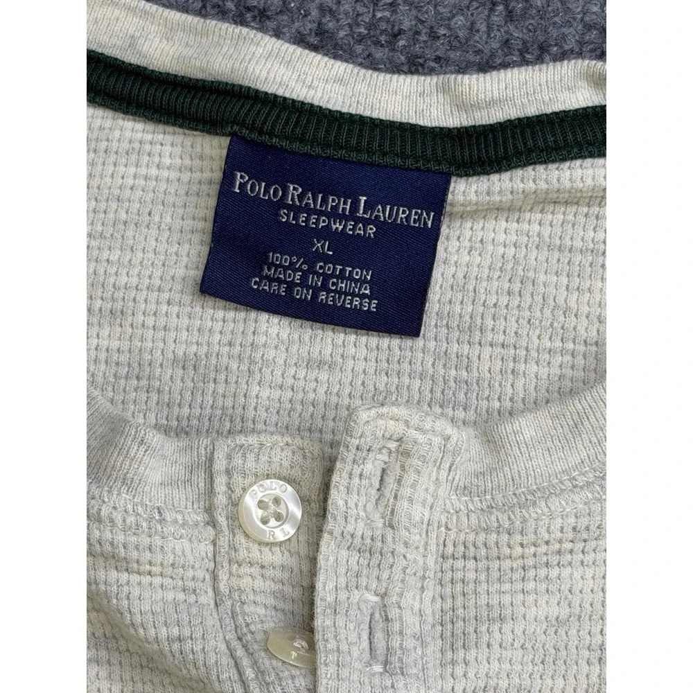 Polo Ralph Lauren Sleepwear Long Sleeve Henley 100% Cotton Gray Size XL